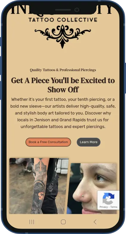The Ink Society, a lead generating landing page optimized for SEO & conversions